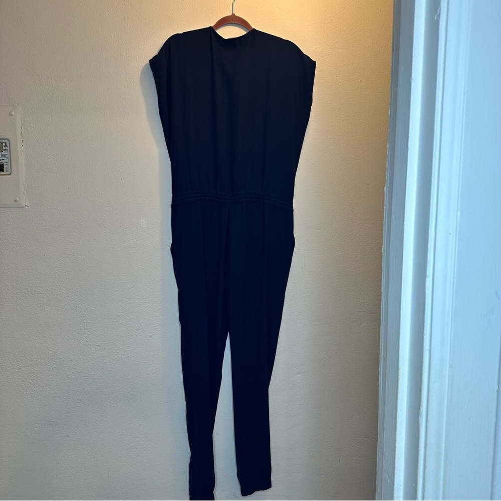 Vince Coastal Cap Sleeve Drawstring Jumpsuit Zip Up Blue Size 8 - Picture 7 of 14